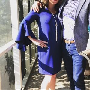 Sapphire Blue Bell Sleeve Dress